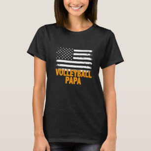 Camiseta Voleibol Papa American Flag Día de los hombres de