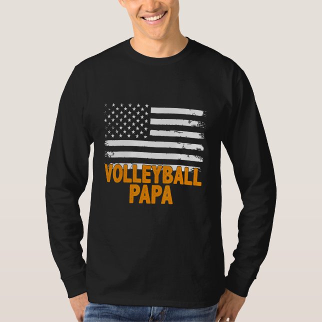 Camiseta Voleibol Papa American Flag Día de los hombres de  (Anverso)