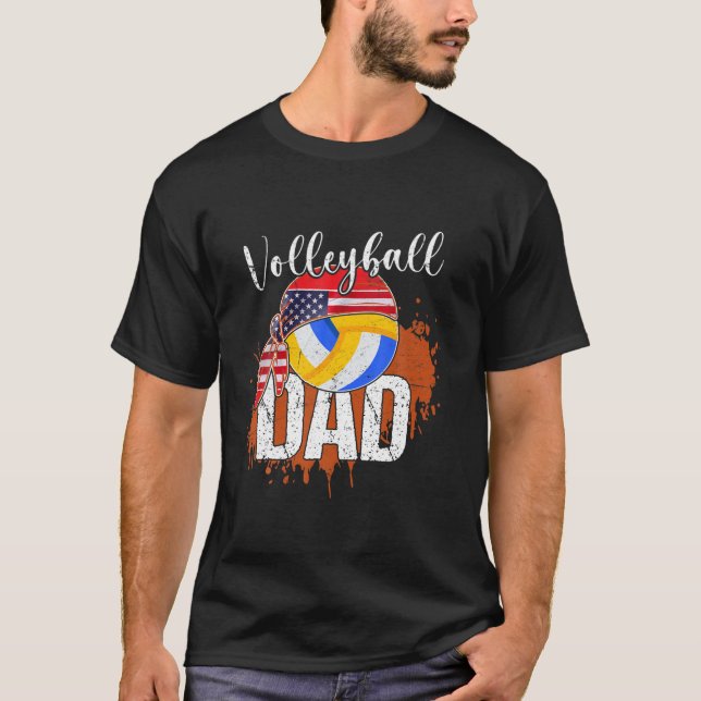 Camiseta Voleibol papá deporte amante de la bandera estadou (Anverso)