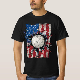 Camiseta Voleibol patriótico en julio masculino USA America