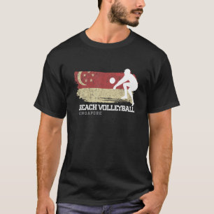 Camiseta Voleibol playa Bandera de Singapur Ama al Voleibol