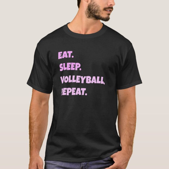 Camiseta Voleibol Png Eat Sleep Sports Repetir Para Hombres (Anverso)