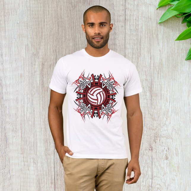 Camiseta Voleibol tribal Mandala Deportes rojos y negros (Subido por el creador)