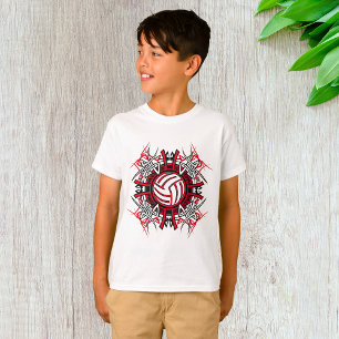 Camiseta Voleibol tribal Mandala Deportes rojos y negros