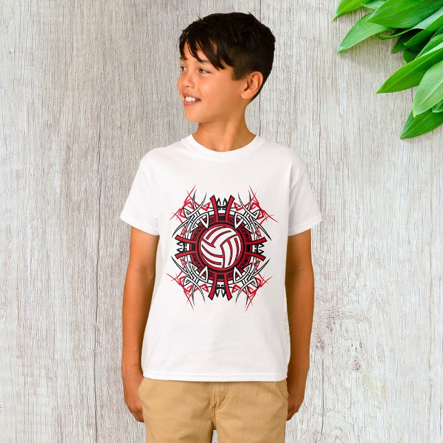 Camiseta Voleibol tribal Mandala Deportes rojos y negros (Subido por el creador)