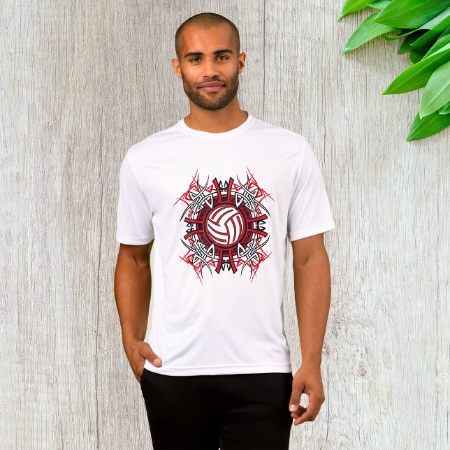 Camiseta Voleibol tribal Mandala Deportes rojos y negros (Subido por el creador)