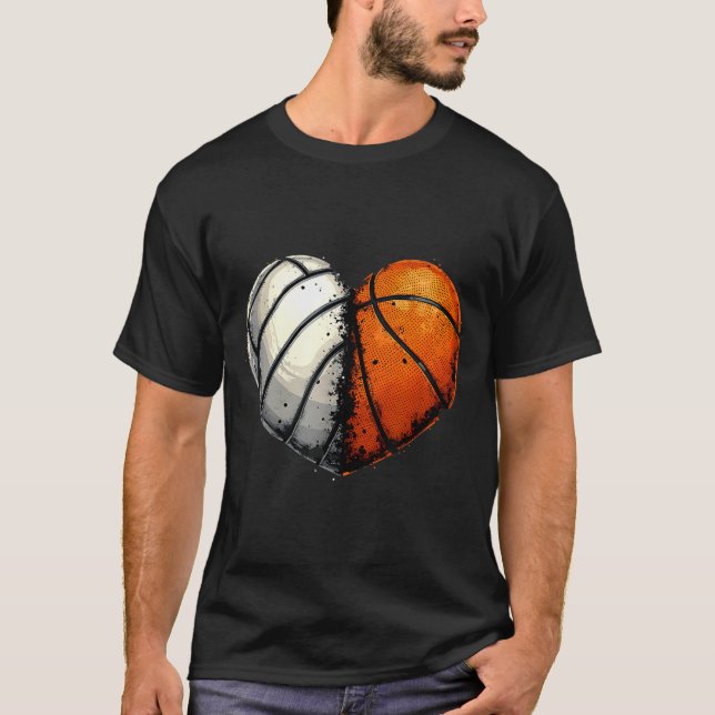 Camiseta Volleyball Basketball Ball Heart Srts Lover Valent (Anverso)