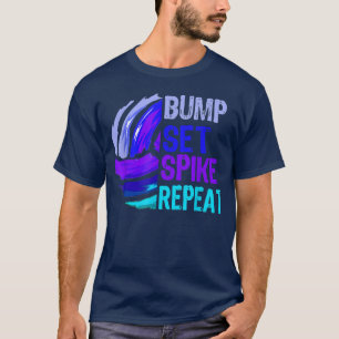Camiseta Volleyball Bump Set Spike Repeat Blue Purple Teen