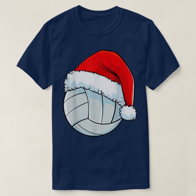 Camiseta Volleyball Christmas Santa Hat Ball Men Women Kids (Diseño del anverso)