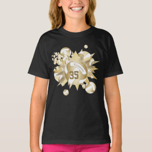 Camiseta volleyball dorado femenino y estrellas en negro