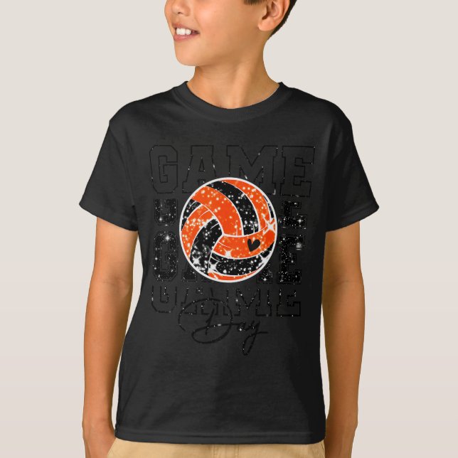 Camiseta Volleyball Game Day Girls Volleyball Mom Orange &a (Anverso)