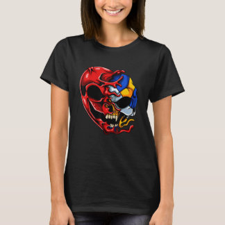Camiseta Volleyball Heart Skull Valentines Day Sports Love 