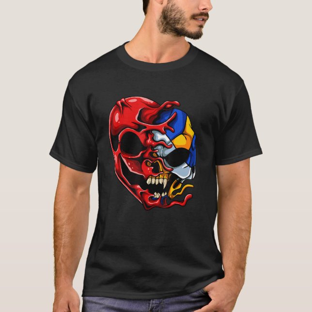 Camiseta Volleyball Heart Skull Valentines Day Sports Love  (Anverso)