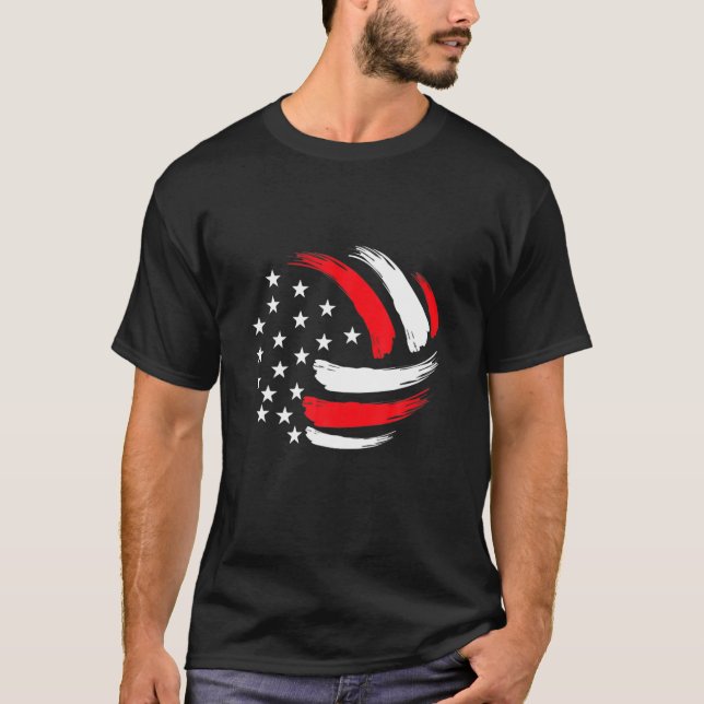 Camiseta Volleyball In American Flag Cool Volleyball Player (Anverso)