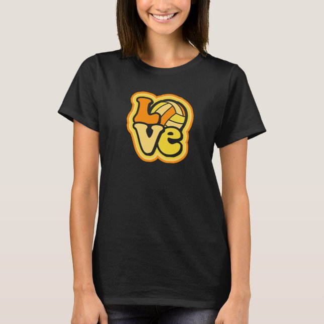 Camiseta Volleyball Love Orange & Yellow for Teens & Women  (Anverso)