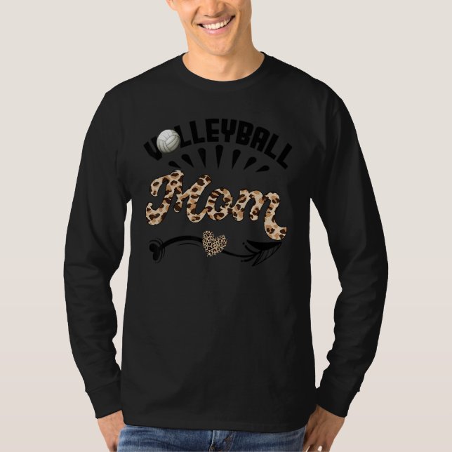 Camiseta Volleyball Mom Leopard  Ball Mom Mother's Day (Anverso)