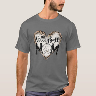 Camiseta Volleyball Mom Leopard Heart Graciosa Madre Madre 