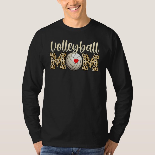 Camiseta Volleyball Mom Leopard Heart  Volleyball (Anverso)