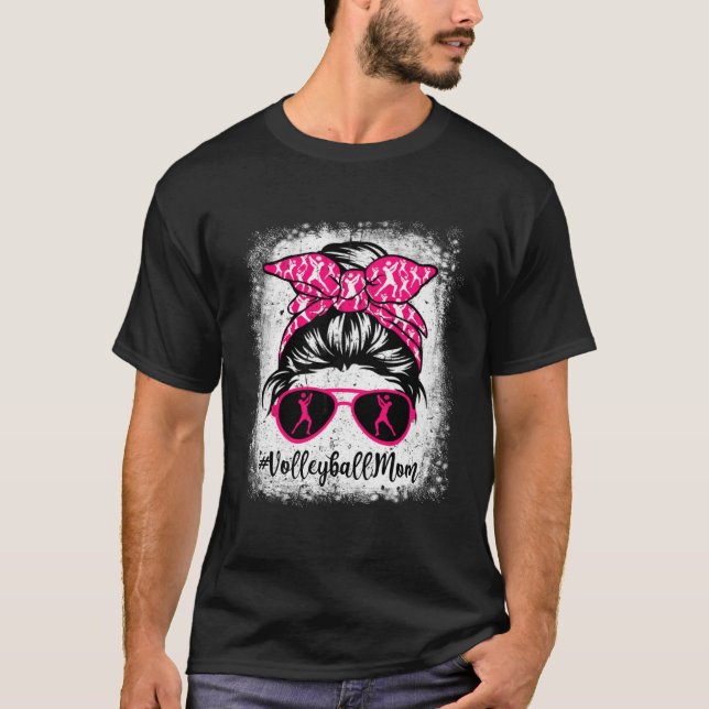 Camiseta Volleyball Mom Leopard Messy Bun Sport  Mother's D (Anverso)