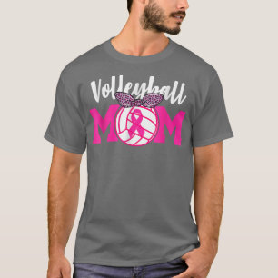 Camiseta Volleyball Mom Pink Ribbon Sensibilización sobre e