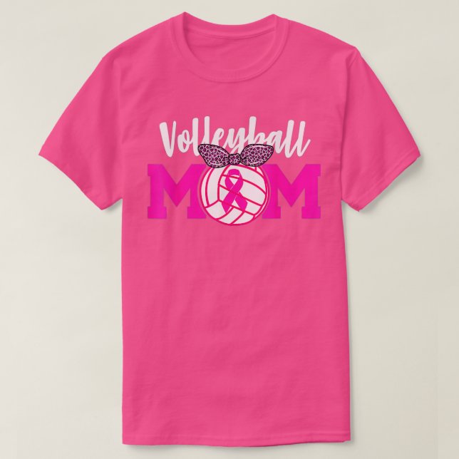 Camiseta Volleyball Mom Pink Ribbon Sensibilización sobre e (Diseño del anverso)