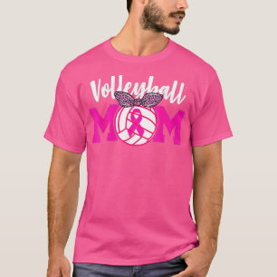 Camiseta Volleyball Mom Pink Ribbon Sensibilización sobre e