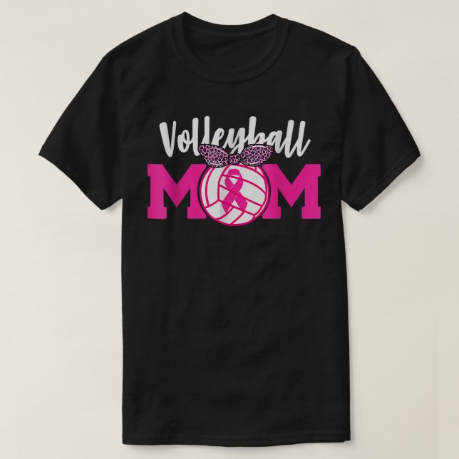 Camiseta Volleyball Mom Pink Ribbon Sensibilización sobre e (Diseño del anverso)