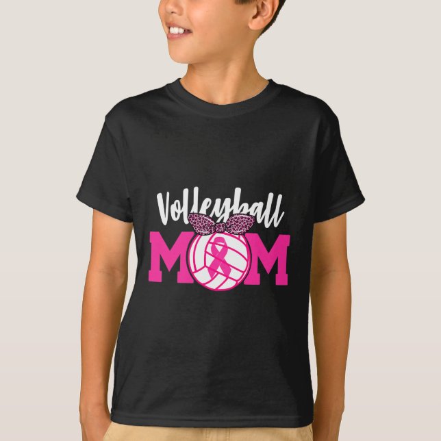 Camiseta Volleyball Mom Pink Ribbon Sensibilización sobre e (Anverso)