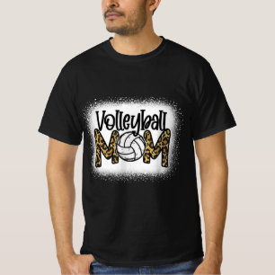 Camiseta Volleyball Mom Women Leopard Cute Bleached Fun Mot