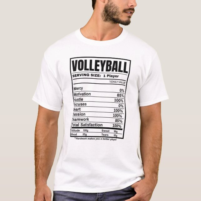 Camiseta Volleyball Nutrition Facts (Anverso)