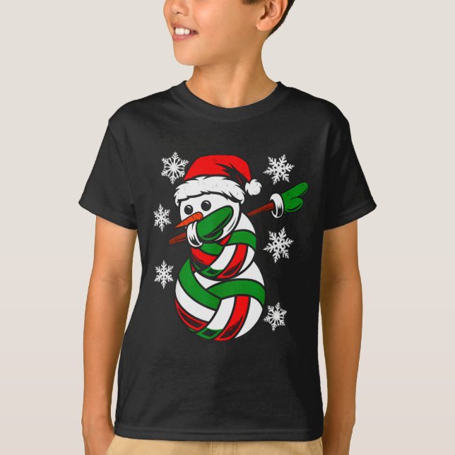Camiseta Volleyball Santa Hat Snowman Xmas Funny Volleyball (Anverso)