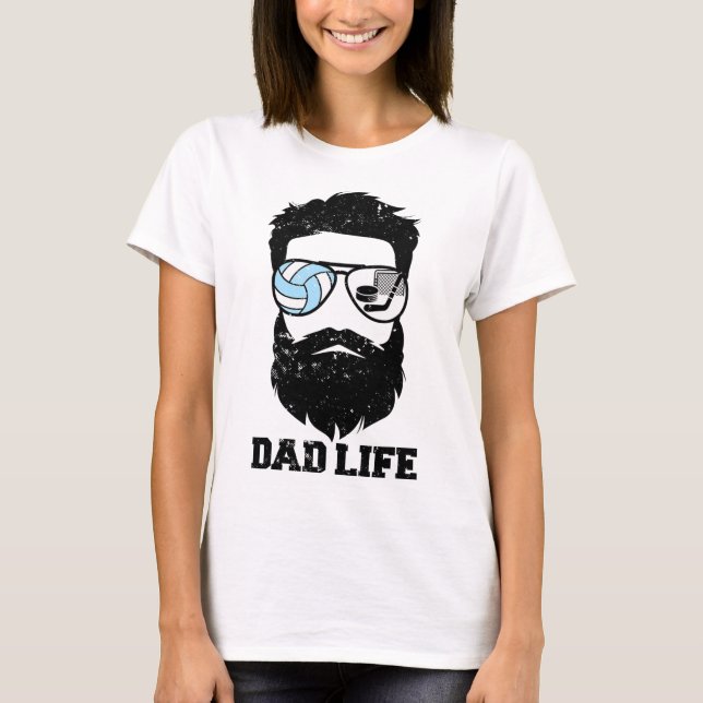 Camiseta Volleyll Hockey Dad Messy Hair Beard Volleyll Hock (Anverso)