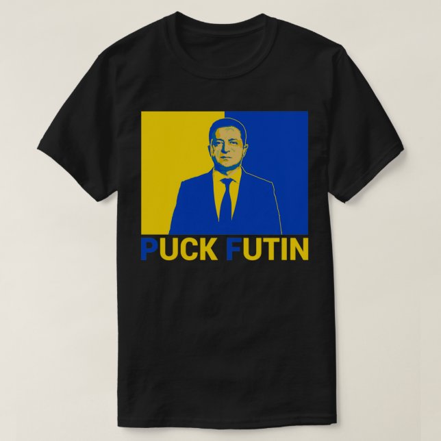 Camiseta Volodymyr Zelensky Puck Futin apoya Ucrania (Diseño del anverso)