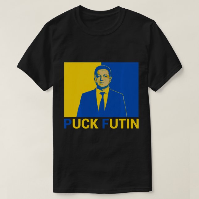Camiseta Volodymyr Zelensky Puck Futin apoya Ucrania (Diseño del anverso)