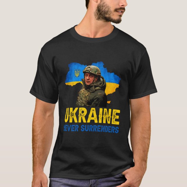 Camiseta Volodymyr Zelensky Ucrania nunca cede el apoyo (Anverso)