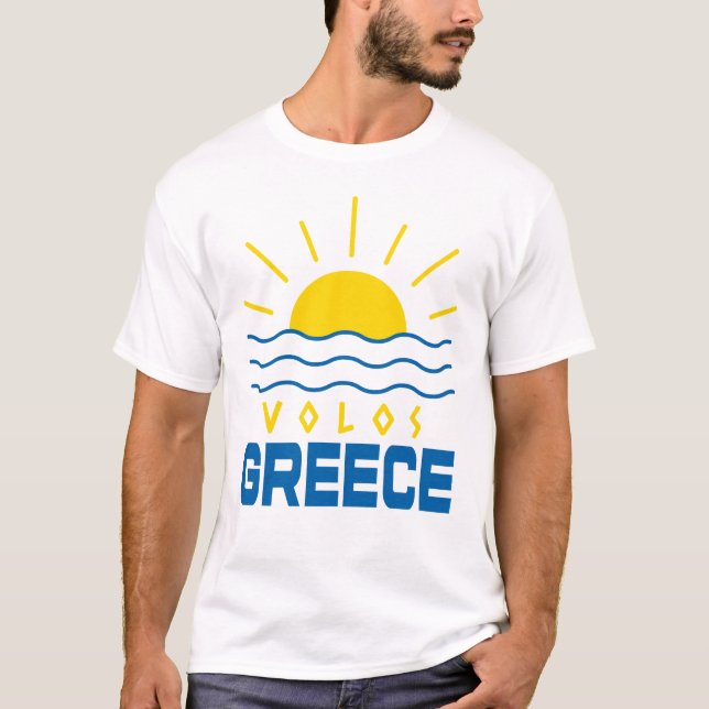 Camiseta Volos Grecia Sunshine and Sea Waves the Men's Whit (Anverso)