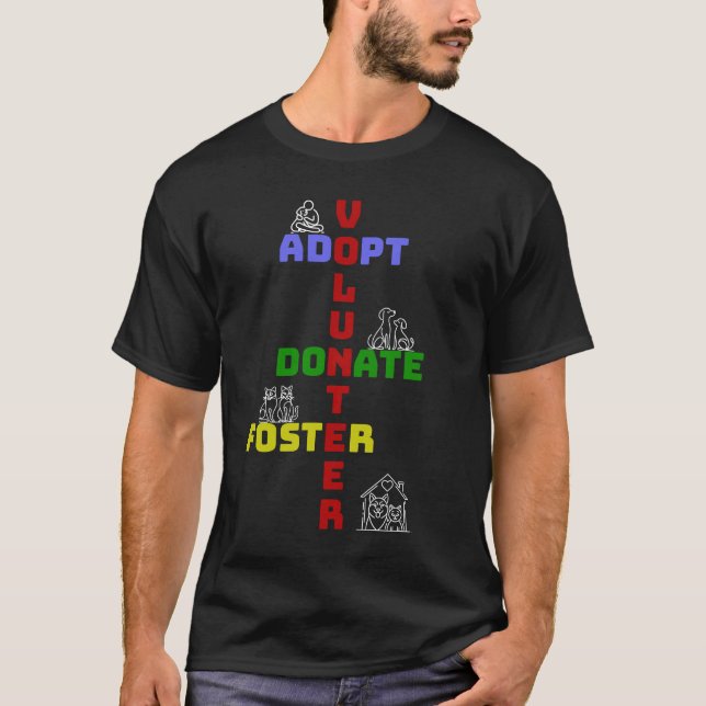 Camiseta Voluntario adopta donación para rescate animal (Anverso)