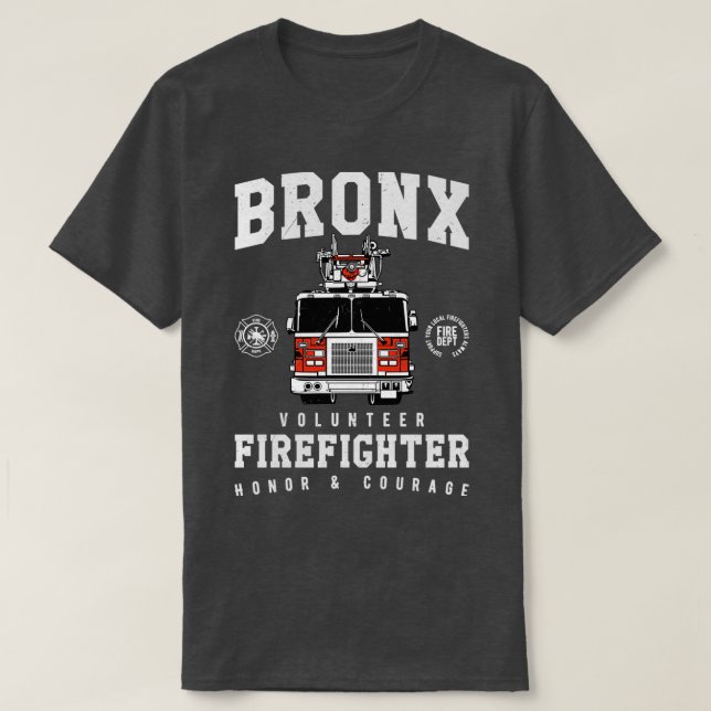 Camiseta Voluntario Bronx Bombero Bomba de Bomba Roja Hidra (Diseño del anverso)