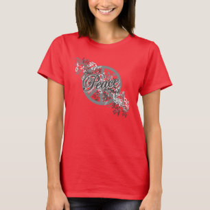 Camiseta Voluta floral afiligranada del signo de la paz