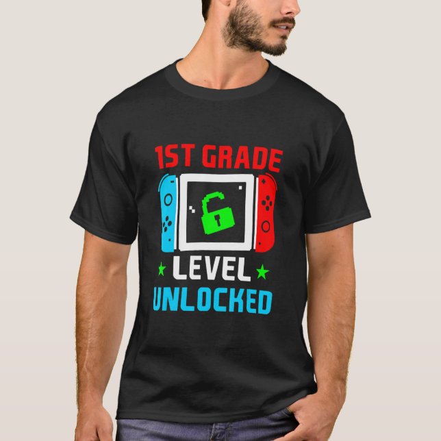 Camiseta Volver a la escuela 1er grado Videojuego desbloque (Anverso)