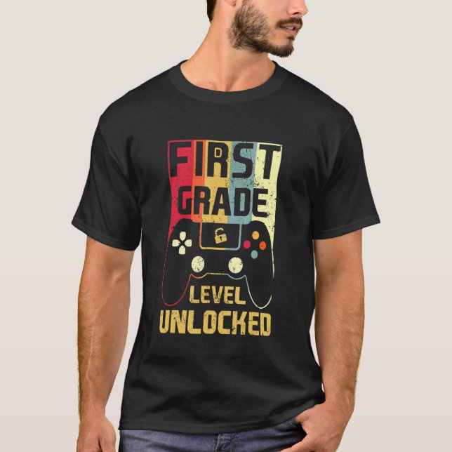 Camiseta Volver a la escuela 1er grado Videojuego desbloque (Anverso)