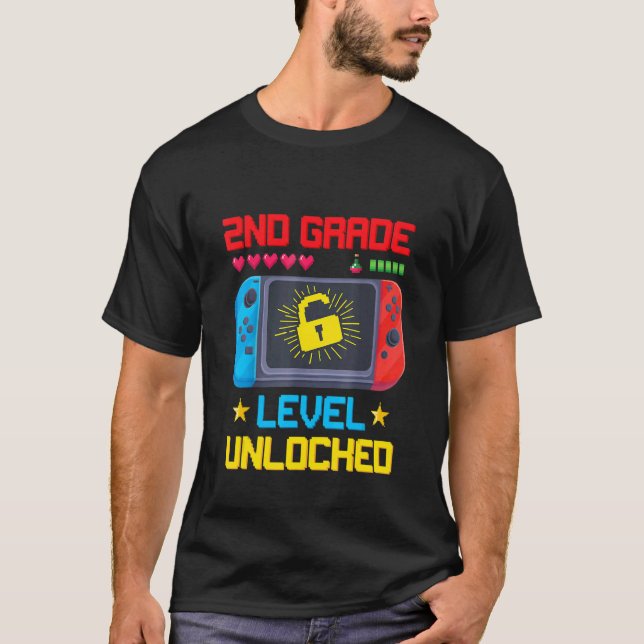 Camiseta Volver a la escuela 2º grado Videojuego desbloquea (Anverso)
