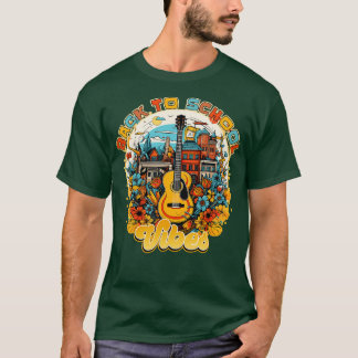 Camiseta Volver a la escuela de diseño de guitarra de vibra