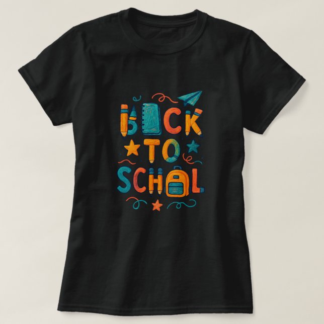 Camiseta Volver a la escuela - Material escolar Diseño de t (Diseño del anverso)