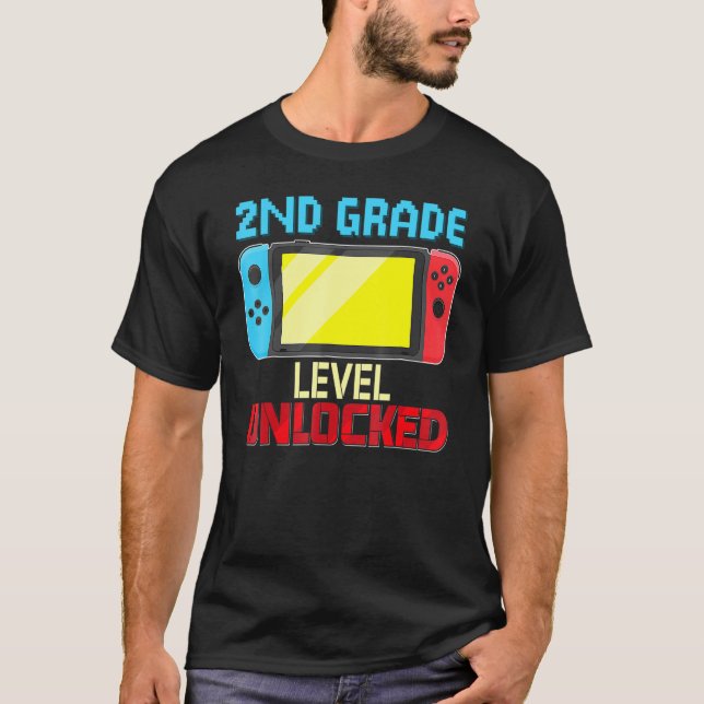 Camiseta Volver a la escuela Video Gamer 2º grado Desbloque (Anverso)