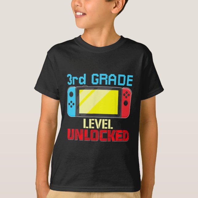 Camiseta Volver a la escuela Video Gamer 3er grado Desbloqu (Anverso)