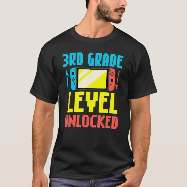 Camiseta Volver a la escuela Video Gamer 3er grado Desbloqu (Anverso)