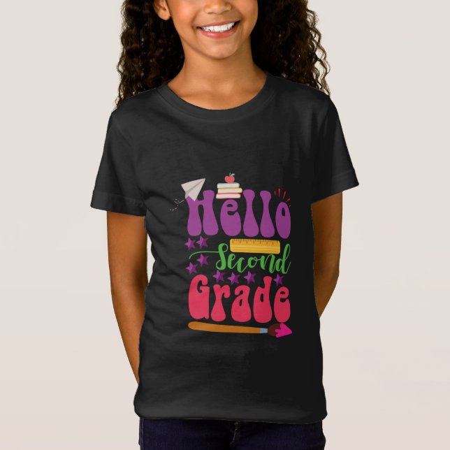 Camiseta Volver a los tees escolares | Hola segundo grado (Anverso)