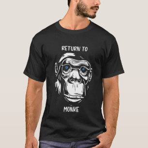 Camiseta Volver al Ilustracion simple de arte negro monke