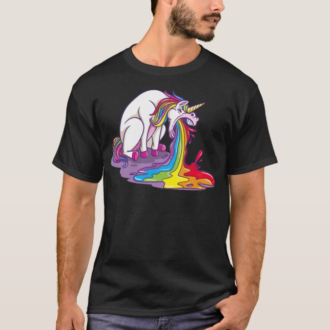 Camiseta VÓMITO UNICORN Puking Unicornios regalo de un día (Anverso)